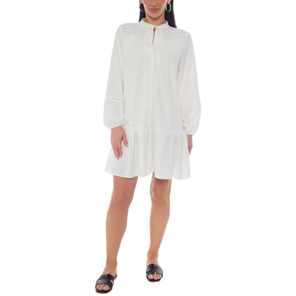 Tash + Sophie Womens  Front Flounce Dress, White